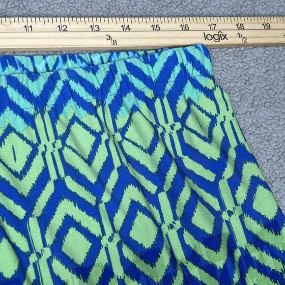 Chicos 2 Petite Maxi Skirt US L/12P Diamond Stretch Geometric Pull On Side Slits - Picture 8 of 10